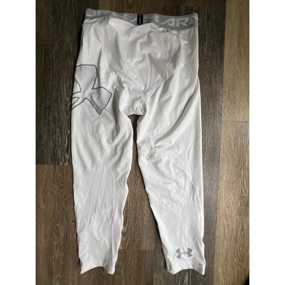 Under Armour Compression Leggings Kids Youth Large White HeatGear Tights